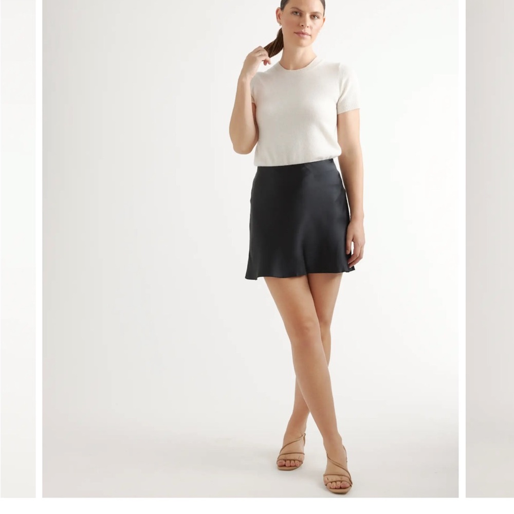 Quince Washable Sill Black Mini Skirt